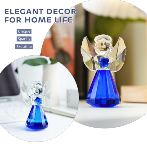 3.5'' Blue Crystal Guardian Angel Figurine,Glass Christmas Angel Ornaments - style: Blue Angel