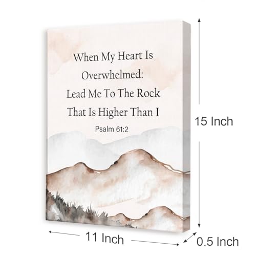 Psalm 61:2 When My Heart Is Overwhelmed Wall Art,Christian Canvas Wall Art,Bible Verse Wall Decor,Scripture Religious Wall Decor for Christian Home Office Living Room - color: When My Heart
