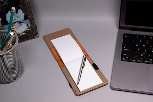 LaserGram Mini Padfolio with Notepad and Pen, Christian Cross, Personalized Engraving Included (Light Brown) - color: Light Brown