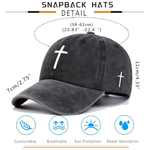 Black Baseball Cap Snapback hat for Men Snap Pack Hip Hop Mens Hat - color: Embroidered Cross 1