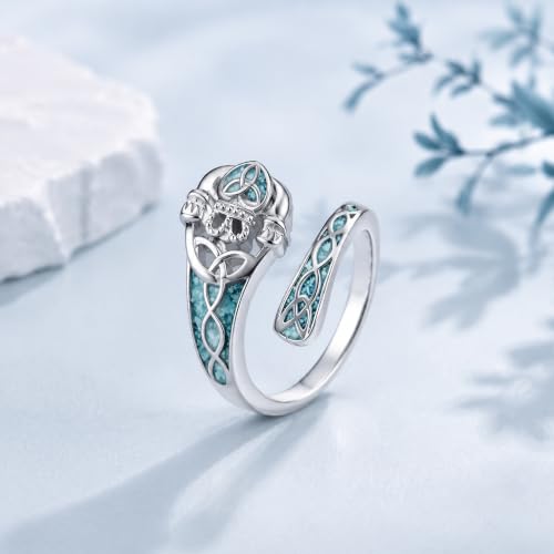 Turquoise Spoon Rings Sterling Silver Spoon Jewelry Gift For Women - color: Claddagh