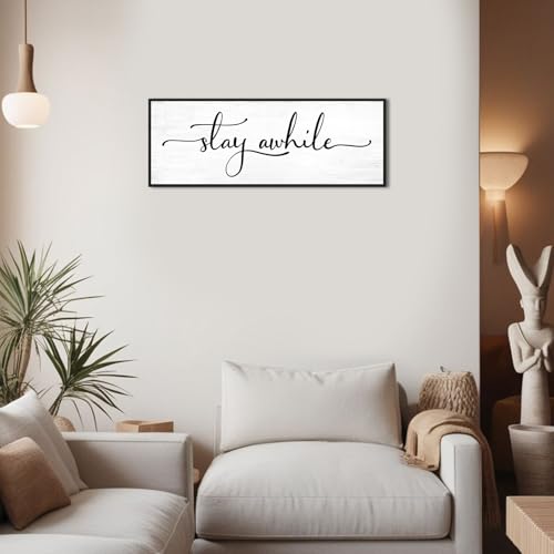 Stay Awhile Sign Above Door Wall Decor, 32"×12" - color: Stay Awhile, size: 12"×32"