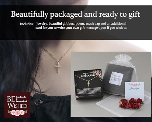 Be Wished Confirmation Gifts, Thoughtful Handmade Necklace with Meaningful Message, Ready to Give Jewelry - style: 14K Gold Cross Necklace
