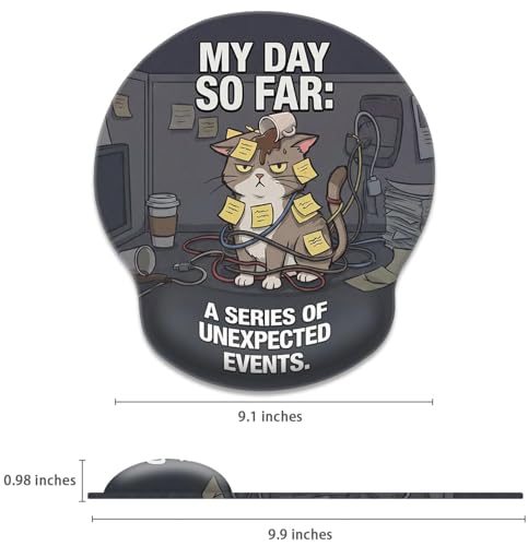 Britimes Ergonomic Mouse Pad with Wrist Support, Cat Coffee Grey - color: Chaos Grey Cat
