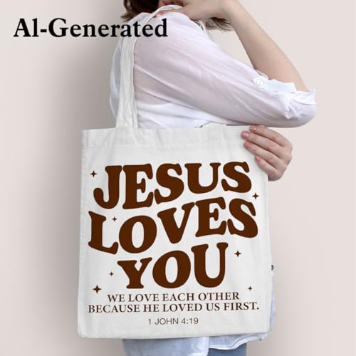 Christian Tote Bag Jesus Religious Reusable Bible Bags for Shopping Work Travel Church Christian Gift Totes - color: Tote-7
