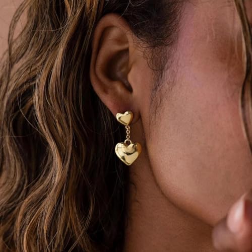 Small Gold Huggie Hoop Earrings Set for Women Men Hypoallergenic 14K Plated Stack Cartilage Earrings, Sterling Silver Multiple Piercing Lightweight Mini Thin Cute Dainty Trendy Jewelry Gifts for Women - color: Gold-Heart