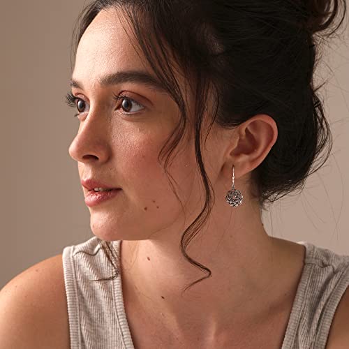 LeCalla 925 Sterling Silver Leverback Drop Dangle Earrings for Women | Lightweight Celtic-Knot Filigree Heart Teardrop Dangle Earring | Vintage Inspired Jewelry Gifts for Women - color: Leverback-01