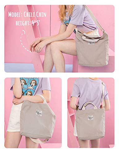 Lily queen Women Canvas Tote Handbags Casual Shoulder Work Bag Crossbody - color: Taupe Grey