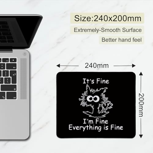 hold fizz Funny Black Cat Mouse Pad, Small Cute Cat Mouse Pads for Desk, Mouse Mat Square Non-Slip Rubber Base Gaming Mousepad for Desk Computer Laptop Office, 9.5x7.9 Inch - color: Black Cat