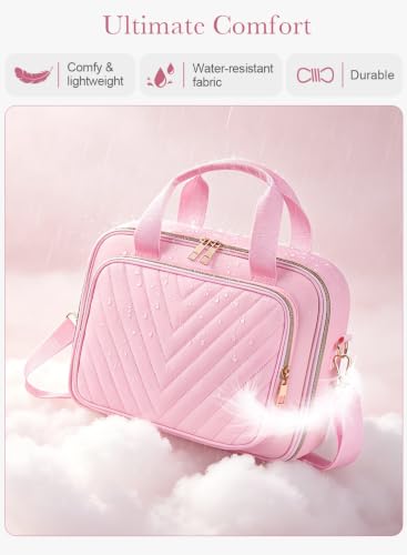 Pink Bible Bag for Girls, Quilted Organizer with Shoulder Strap - color: Pink