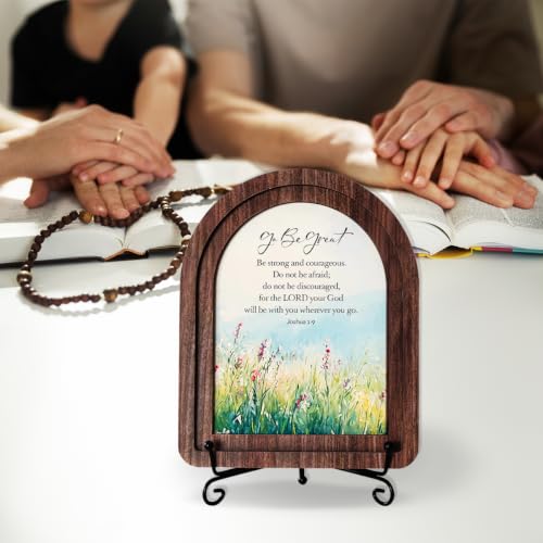Be Great Be Strong and Courageous Wood Plaque Signs,Christian Desk Decor - color: Joshua 1:9