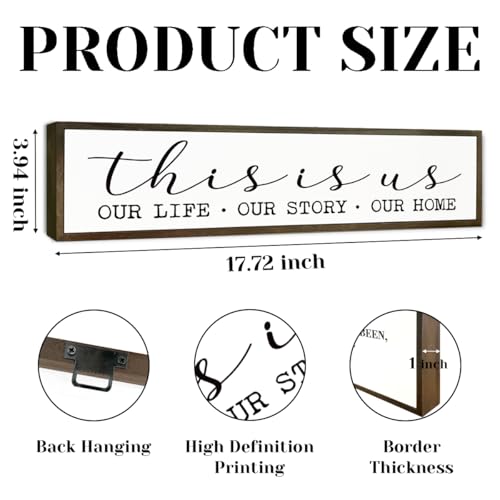 Inspirational Decor Sign, Shelf Table Decor, Modern Farmhouse Decor for Home Living Room Bedroom, Decorative Wooden Wall Sign, This is Our Life Our Story Our Home Sign 17.8x4x1.2 inches 16 - color: Day Sign 16