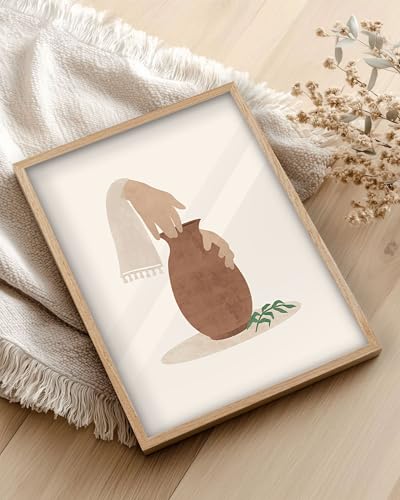 KensTro 16x20 Oak Framed Potter and Clay Christian Wall Art - color: Boho Clay and Potter-Framed, size: 20"L x 16"W