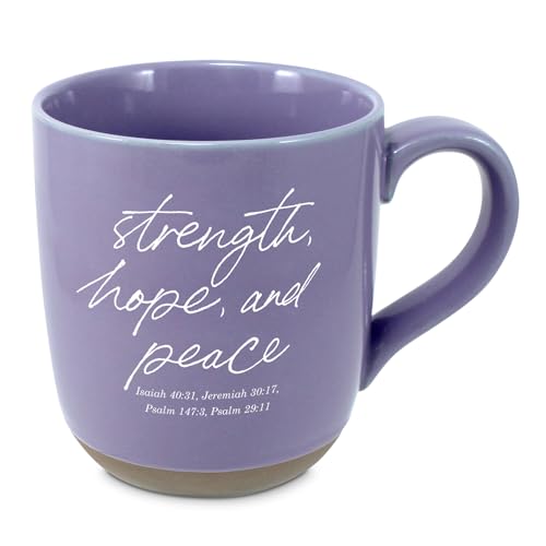 Lighthouse Christian Products Strength Hope and Peace - 18 ounce Purple Ceramic Coffee Mug Faith-Inspired Drinkware - Christian Giftware - style: Strength Hope And Peace