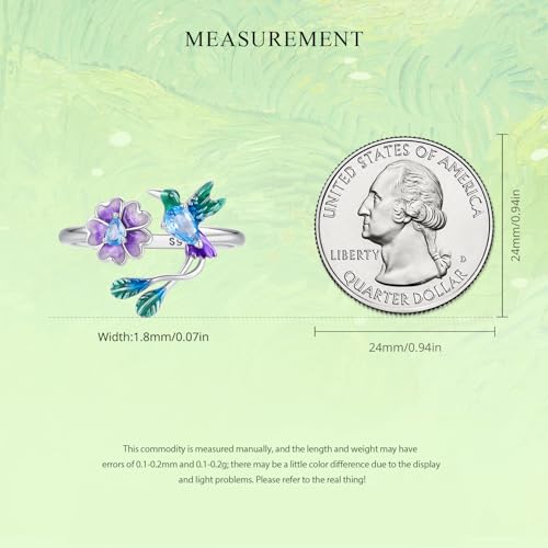 MUNDELL Blue Turtle Koi Fish Adjustable Ring Bird Animal Open Ring Seahorse Chameleon Wrap Finger Rings for Women Statement Ring - color: Floral Bird