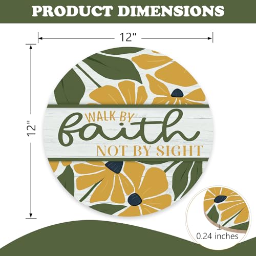 Christian Walk By Faith Not By Sight Front Door Sign, Inspirational - color: Flower