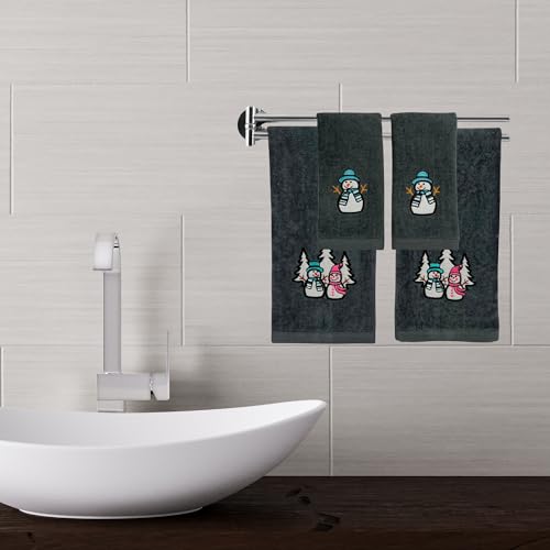 Christmas Grey Guest Hand Bathroom Towels Decorative Winter Snowman, 16x26" - color: Charcoal Grey