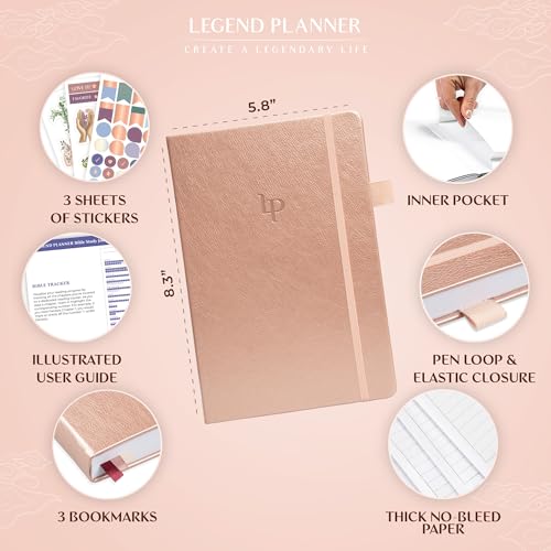 Legend Bible Study Journal for Women, Guide Notebook for Notes Rose Gold - color: Rose Gold