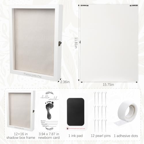 Jetec 12 x 16 Baby Shower Shadow Box Keepsake Frame, White - color: White