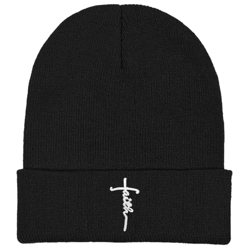 Christian Hats for Men & WomenJesus Cross HatChristianReligious GiftsforVarious Festivals&BirthdaysFaith Baseball/Trucker Cap - color: Black Faith Beanie