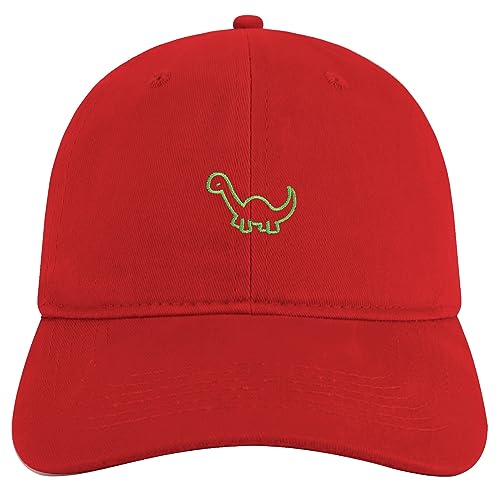 Trendy Apparel Shop Dinosaurs Embroidered Cap Premium Cotton Dad Hat - color: New Red