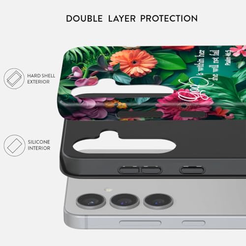 Compatible for Samsung Galaxy A16 Case,Two Layer Protection Heavy Duty Cover,Compatible for Samsung Galaxy A16 Phone Case,Gorgeous Flowers with Bible Verse 46:5 - color: Gorgeous Flowers with Bible Verse 46:5, size: A16