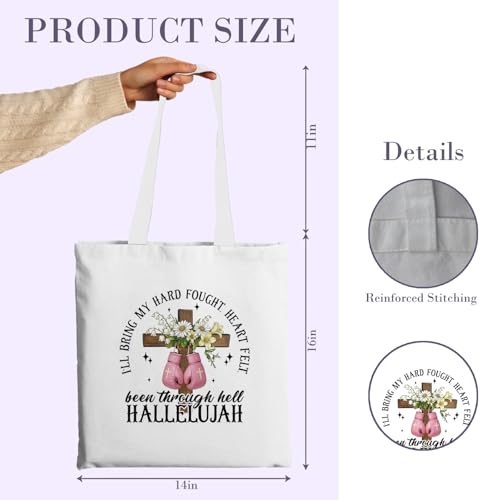 Chicimln Christian Goose Tote Bag, off to Praise the Lord Bible Verse Canvas Tote Bags - color: White 06