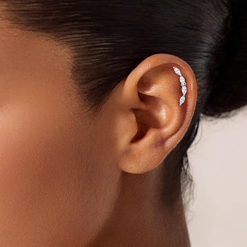Cicy Bell Womens Flat Back Stud Earrings 18K Gold Plated Hypoallergenic - color: Silver,Leaf