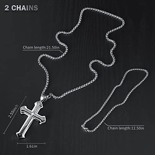 Cross Pendant for Car Rear View Mirror Hanging Charm Car Decor Mirror Accessories Ornament Auto Interior Jesus Cross Necklace with Lord's Prayer Men Christian Gift - color: Stripe Black