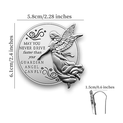 Car Guardian Angel Visor Clip Guardian Angel Medal Accessories Bless Driving Safety Religious Gift for Parent, Family, Friend, Driver (1)