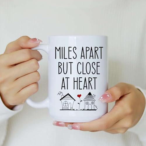 Personalized Miles Apart But Close At Heart Mug - Personalized Long Distance State To State- Moving Away Cup - Bestie Birthday Gift - Custom Map State Distance Coffee Mug - color: DISTANT-MAP-M2