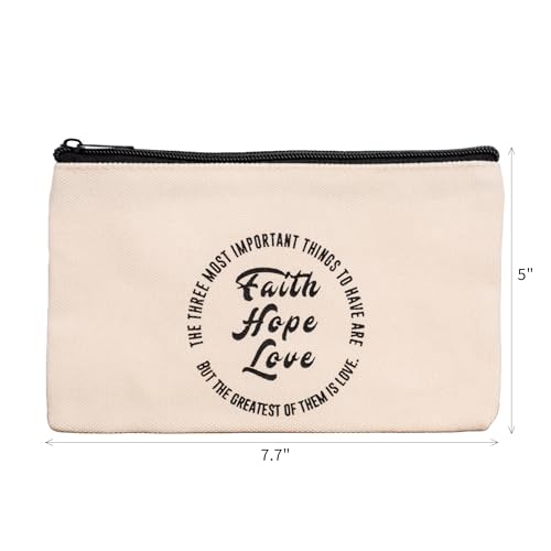 “Christian Tote Bag with Bible Verse – Faith Hope Love Canvas Bag with Zipper Pouch, Inner Pocket & Bottle Holder – Inspirational Gift for Women, Work, Church bag, and giveaways.”