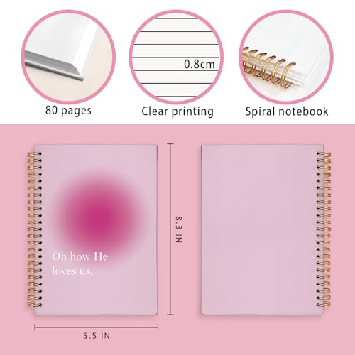 Cute Pink Christian Notebook Journal School Supplies for School - color: Oh How He Loves Us.