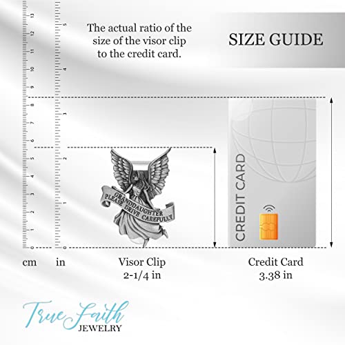 True Faith Jewelry Pewter Granddaughter Please Drive Carefully Car Guardian Angel Visor Clip, New Driver Gifts from Grandma and Grandpa, Fine Pewter (92% Tin), 2-1/4 x 1-5/8 Inch - size: Grandaughter Angel 2
