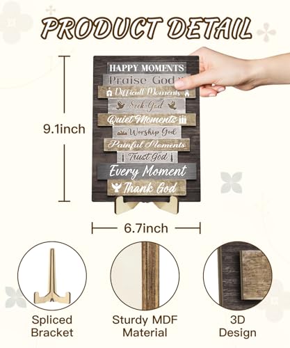Putuo Decor Inspirational Desktop Sign, Christian Tabletop Decoration, Every Moment Thank God Rustic Wooden Plaque, Religious Scripture Sign for Home Living Room Kitchen Decor, Inspirational Faith Gift - color: Every Moment Thank God