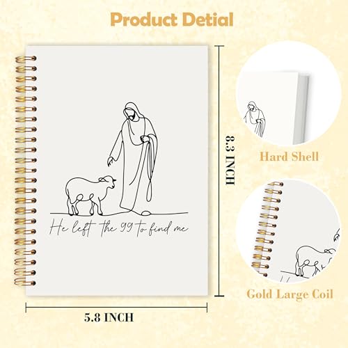 He Left the 99 to Find Me Christian Spiral Notebook 5.5x8.3 in, Christian Prayer Bible Verse Journal, Minimalist Jesus and Lamb Hardcover Notebook Journal Gifts for Women - color: Minimalist Jesus and Lamb