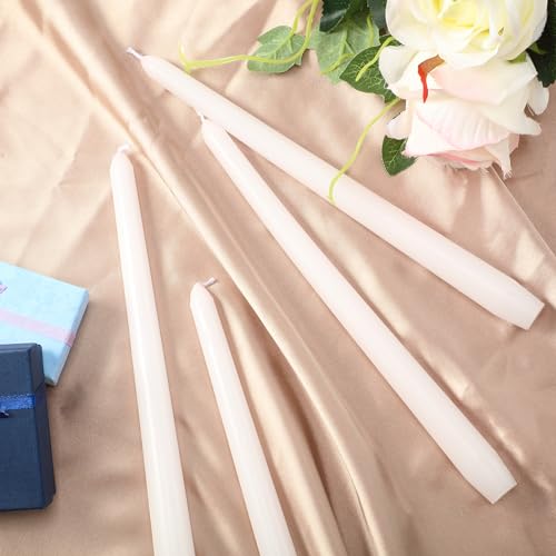 MTLEE 16 Pcs 10 Inch Taper Candle Sticks Smokeless Unscented, White - color: White