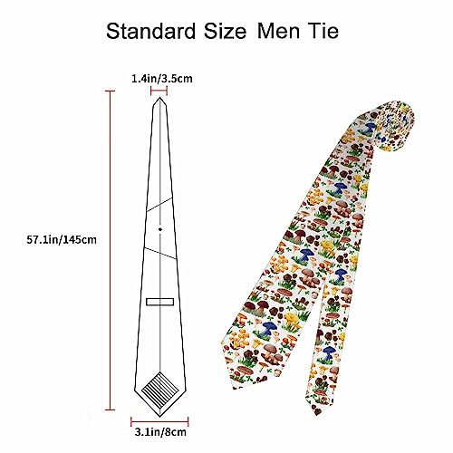 Funny Men's Tie Halloween Men's Neckties for Mens Wedding Party Work Casual Holiday - color: Colorful Mushroom
