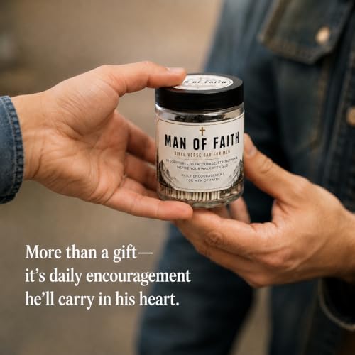 Bible Verse Jar for Men, 60 Scripture cards with bible verses, Gift for men - color: Man of Faith