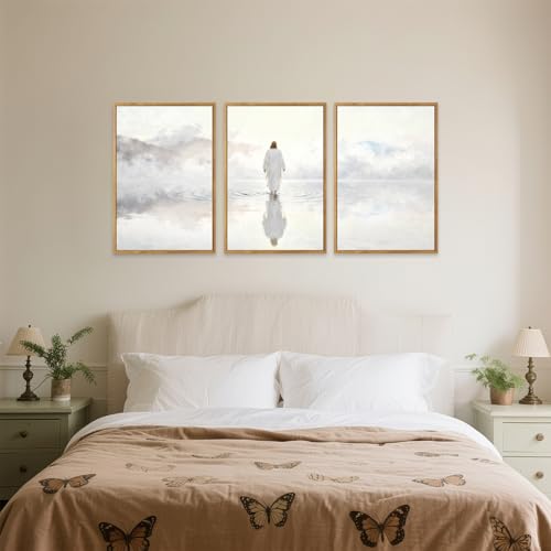 IARTTOP Christian Jesus Wall Art Abstract Jesus Walking on Water Wall Decor - color: Jesus Christian Canvas Wall Art, size: 24"L x 36"W