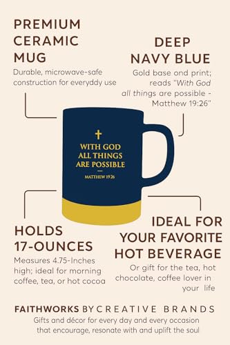 Faithworks Christian Gifts - Large Inspirational Ceramic Stoneware Mug Coffee Cup, 17-Ounces, All Things Are Possible - color: All Things Are Possible