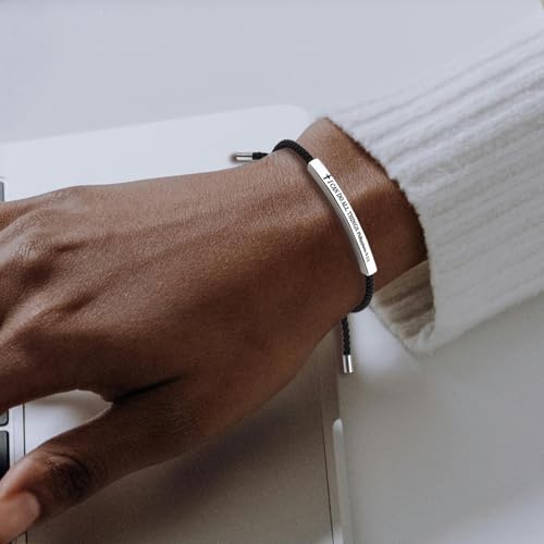 LINY Faith Over Fear Gifts Personalized Stainless Steel Christian Faith Bracelet Bible Verse Religious Jesus Prayer Jewelry for Women Men - color: Cross Bracelet Philippians 4:13 Black+Silver