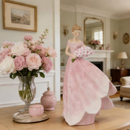 Guichifun Pink Leaf Angel Girls Fairy Statue Collection Home Decoration - color: Pink-flower, size: Large