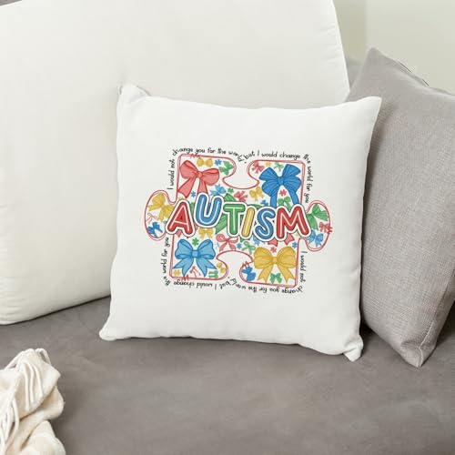 QIYUHOY Preppy Bow Autism Awareness Throw Pillow Covers, 18x18 Inch - color: 007-motivational