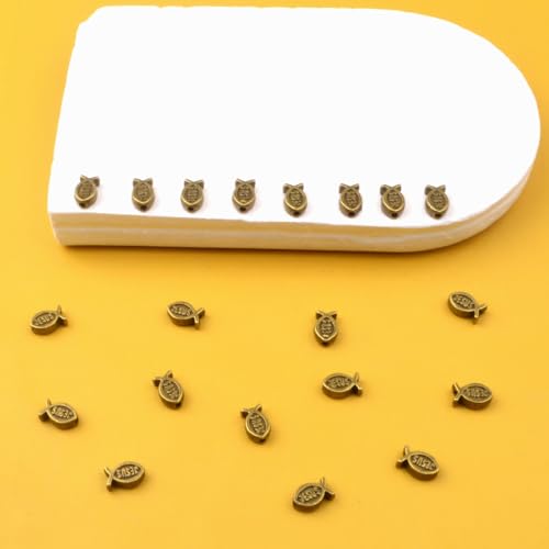 100pcs Jesus Fish Spacer Beads Religious Charm Beads Tibetan Alloy Christian Fish Shape Loose Beads for DIY Bracelet Necklace Jewelry Making Supplies - color: Bronze