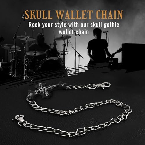 ZEKEE Cross Chain Wallet Leather - Jesus Gifts - Punk Skull Gothic Bifold Halloween Goth Accessories | Unisex, Black - style: Jesus Cross