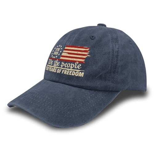 U.S. 250th Anniversary 250 Years Freedoms 1776-2026 Baseball Hats Funny - color: Navy Blue