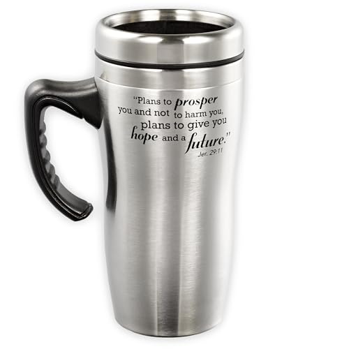 Christian Art Gifts Stainless Steel I Know The Plans Travel Tumbler Mug, 16 oz. - color: Brushed Steel - I Know The Plans