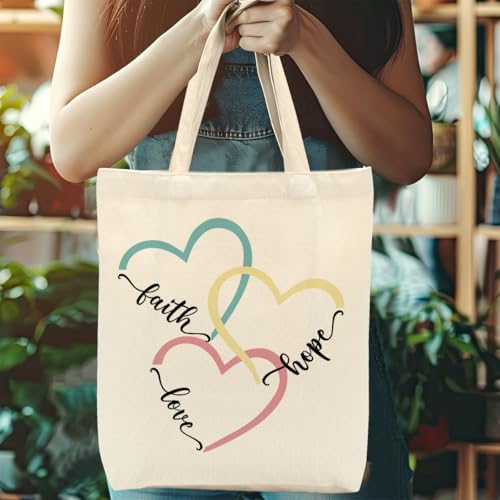 Christian Gifts for Women, Floral Faith Canvas Tote Bag, Faith Gifts for Women Mom Inspirational - color: Whimsical Christian 775