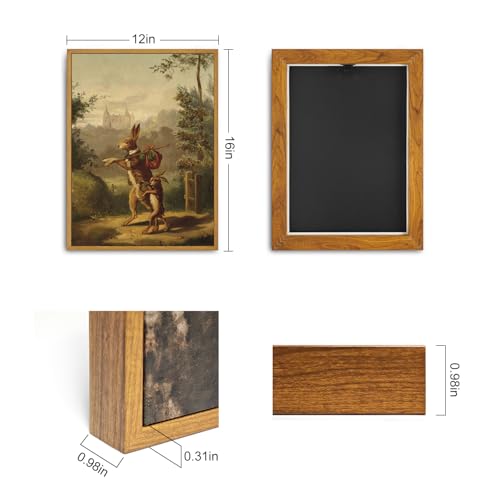 Roslynity Framed Canvas Wall Art Vintage Print Oil Paintings Rabbit Easter Bunnies Hares Rustic Retro Antique Aesthetic Artwork for Home Living Room Bathroom Farmhouse Wall Decor (12"x16") - color: Vintage Rabbit, size: 16"L x 12"W